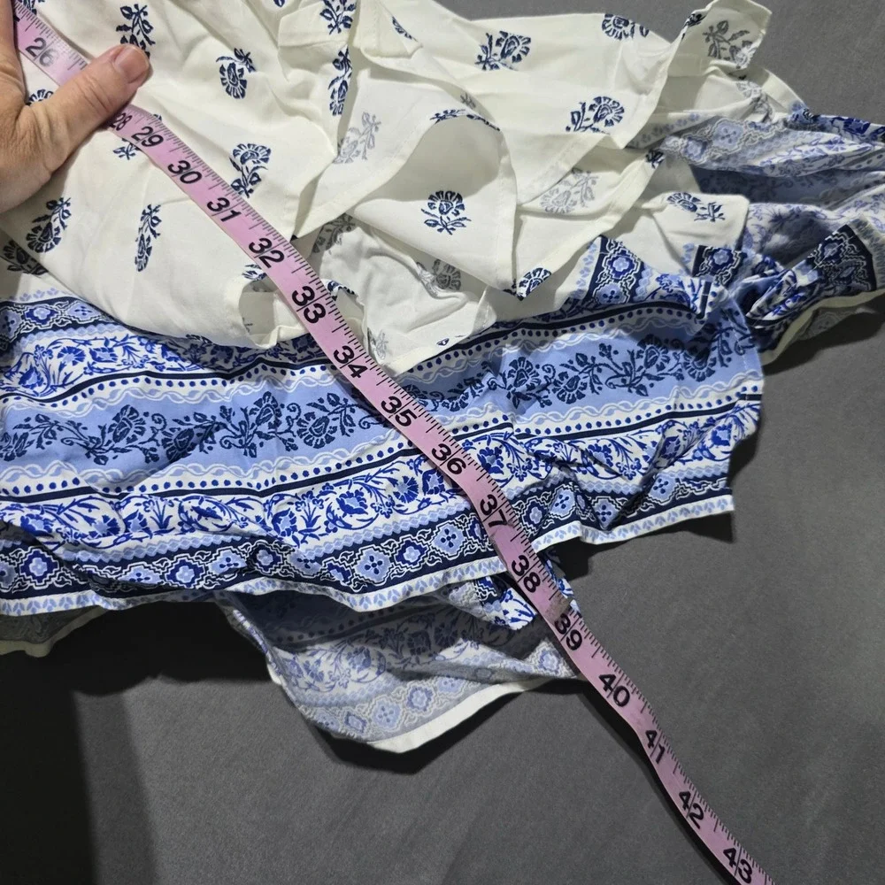 The Children's Place Handkerchief Dress Kids L 12-14 Blue White Paisley Boho